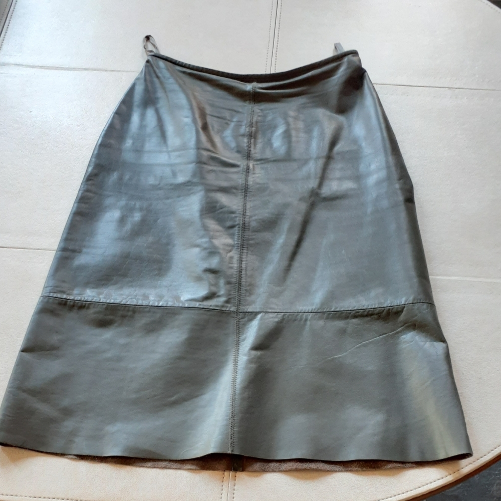 Women’s Black Leather A-Line Skirt